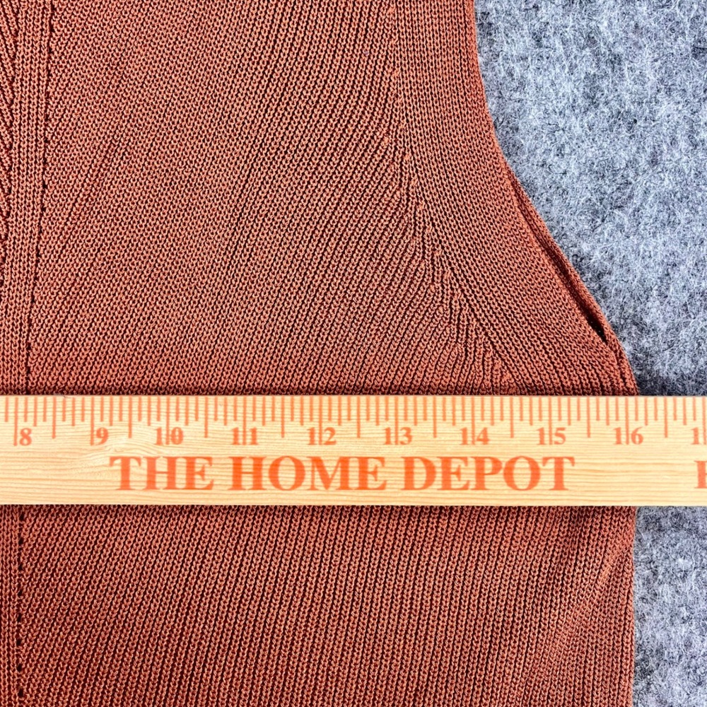 Rust Knit Sleeveless Top Women L Open Back Tie Boho Chic Earthy Casual Coastal - Picture 10 of 11